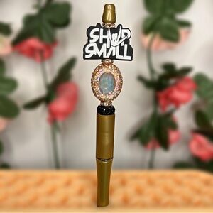 Shop Small White Letters, Skeleton Hand & Fancy Gemstone Handmade Beaded Pen